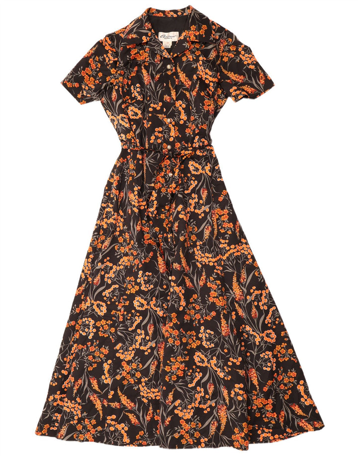 CHARMANT Damen Maxikleid IT 44 Mittelschwarzes, geblümtes Polyester