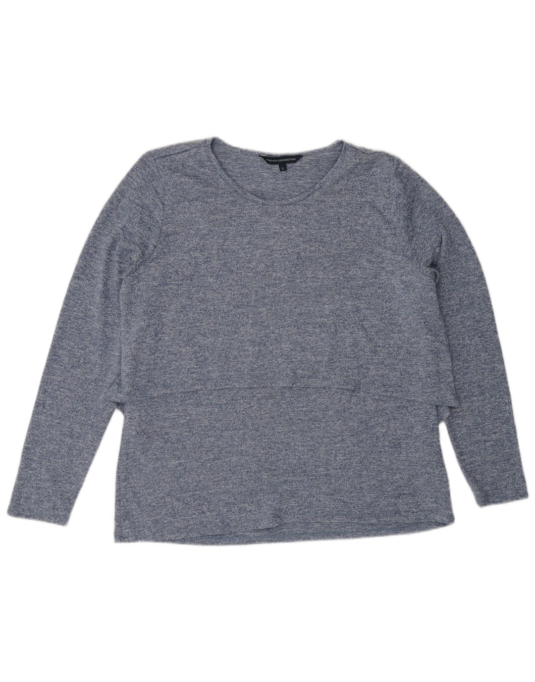 French Connection Damen-Oberteil, langärmelig, UK-Größe 44, Größe L, blau geflecktes Polyester
