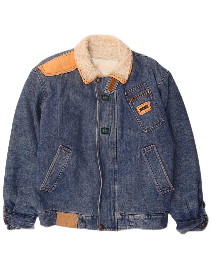 Mash Herren Denim Sherpa Jacke UK 40 Large Blau Baumwolle