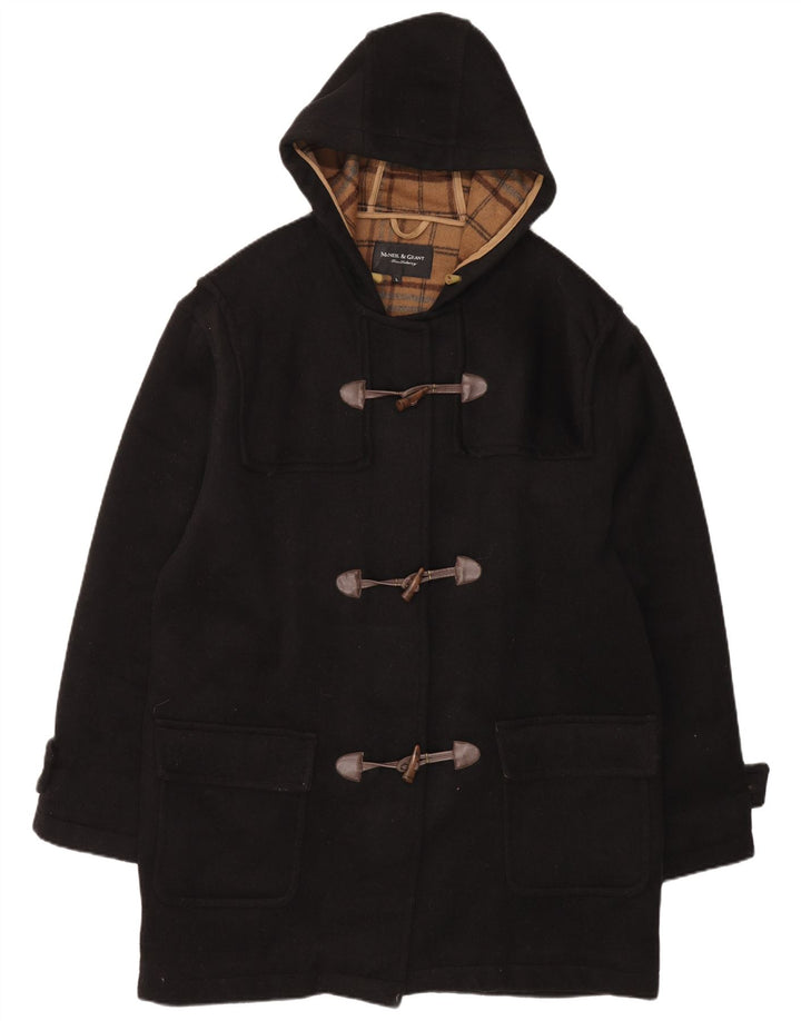 McNeil & Grant Übergroßer Dufflecoat mit Kapuze für Damen, UK 16, große schwarze Wolle