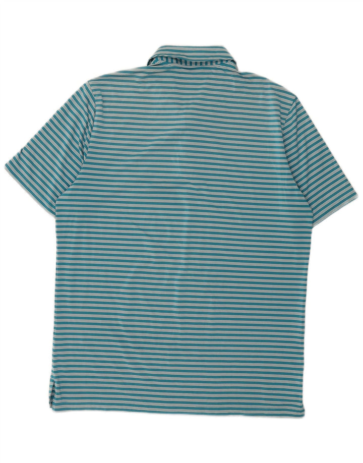 Adidas Herren-Poloshirt, groß, blau gestreift, Polyester
