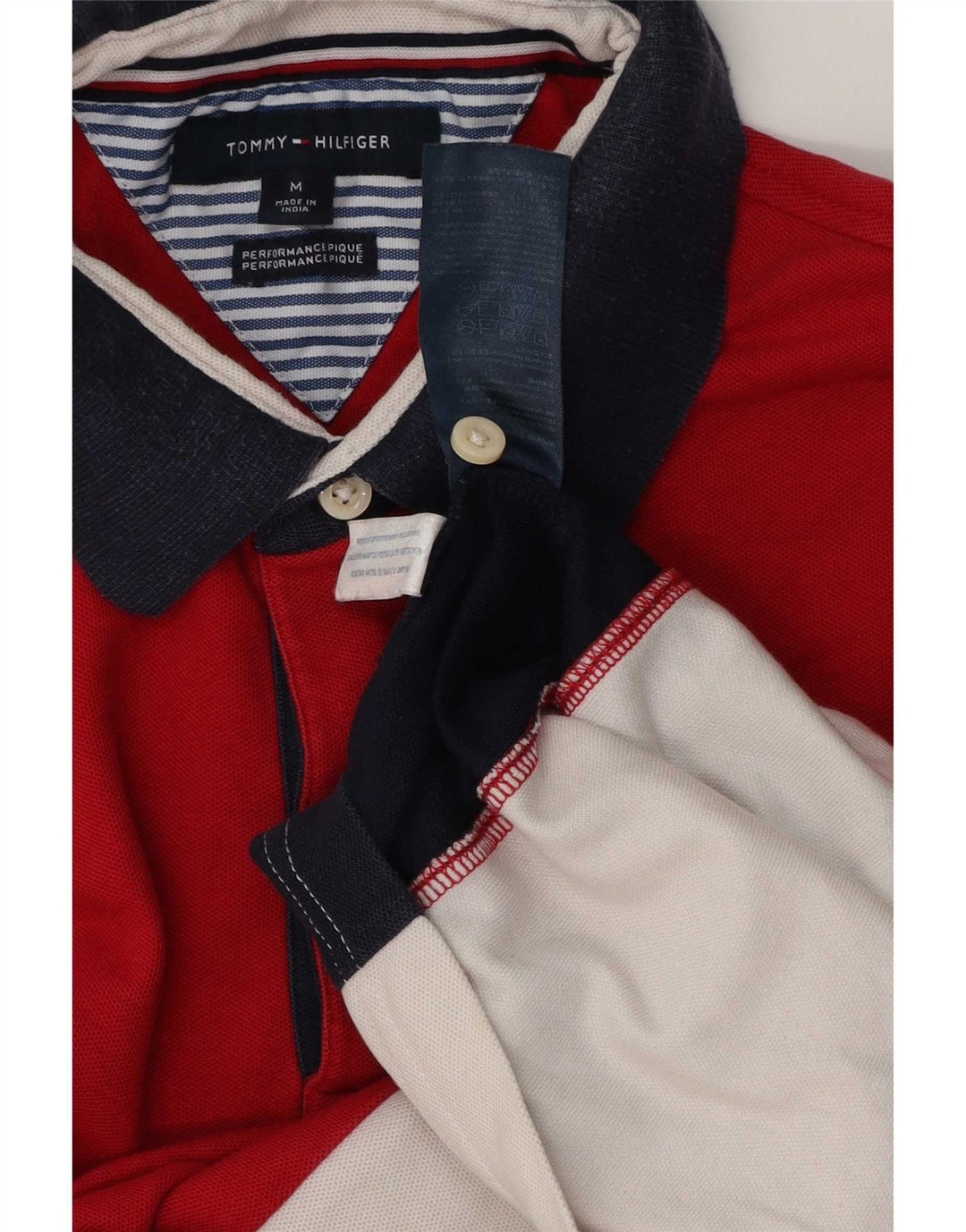 Tommy Hilfiger Herren-Poloshirt aus mittelroter Colourblock-Baumwolle
