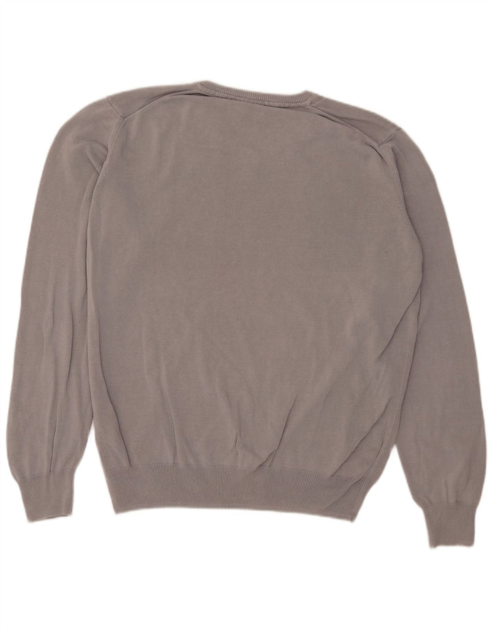 Vintage Herren V-Ausschnitt Pullover Pullover große graue Baumwolle