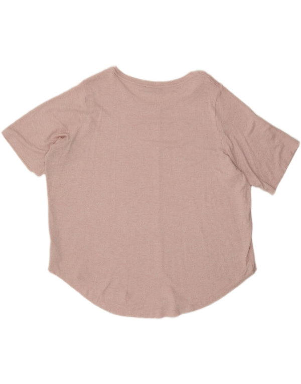 Marks & Spencer Damen Übergroßes T-Shirt-Oberteil UK 24 4XL Rosa gefleckte Viskose