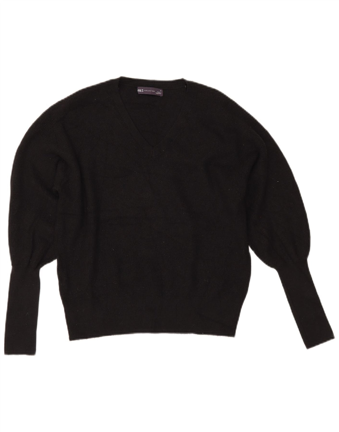 MARKS & SPENCER Damen Crop V-Ausschnitt Pullover Pullover UK 10 Small Schwarz