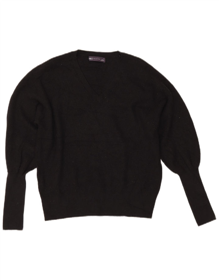 MARKS & SPENCER Damen Crop V-Ausschnitt Pullover Pullover UK 10 Small Schwarz