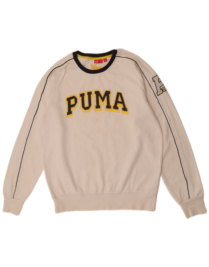 Puma Herren Grafik-Sweatshirt-Pullover, groß, weiße Baumwolle
