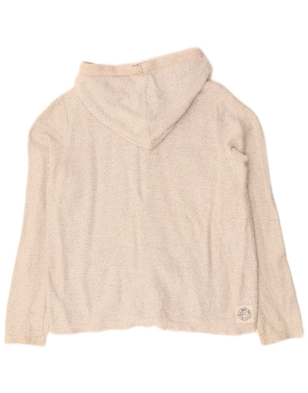 Fat Face Damen-Kapuzenpullover mit Reißverschluss, UK 14, Größe L, beige gefleckte Baumwolle
