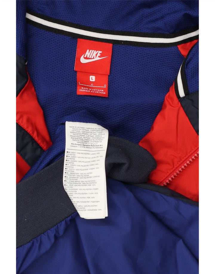 Nike Herren-Trainingsanzug mit Kapuze, groß, marineblau, Farbblock-Polyester