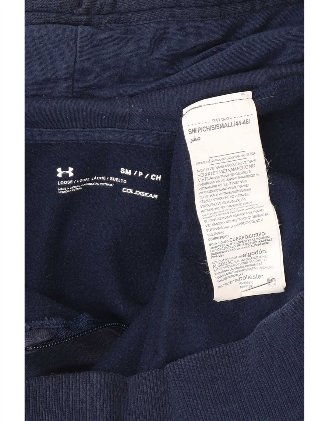 Under Armour Herren-Kapuzenpullover mit normaler Passform und Reißverschluss, mittlere marineblaue Baumwolle