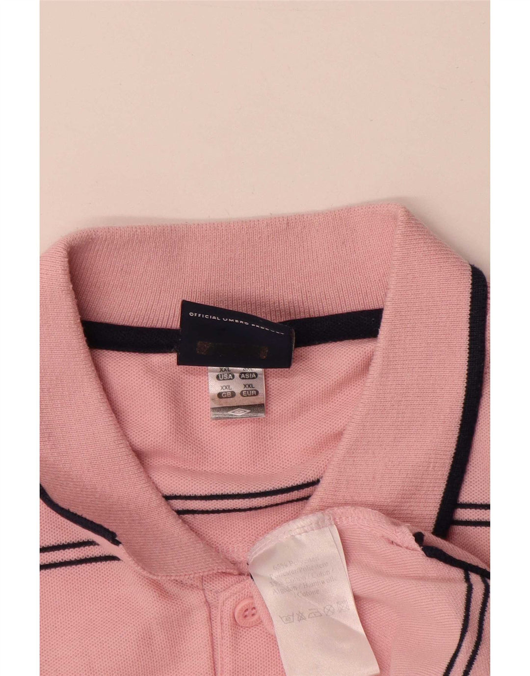 Umbro Herren Poloshirt 2XL Rosa gestreift Polyester