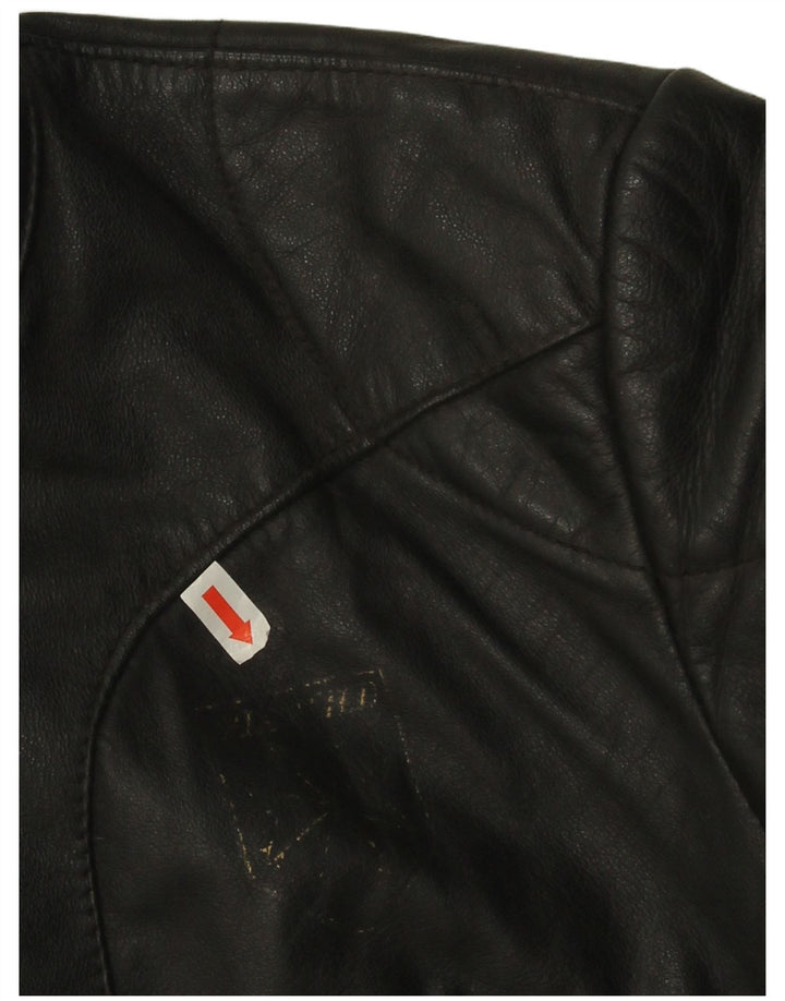 Harro Damen Crop Leder Racer Jacke EU 42 Großes schwarzes Leder