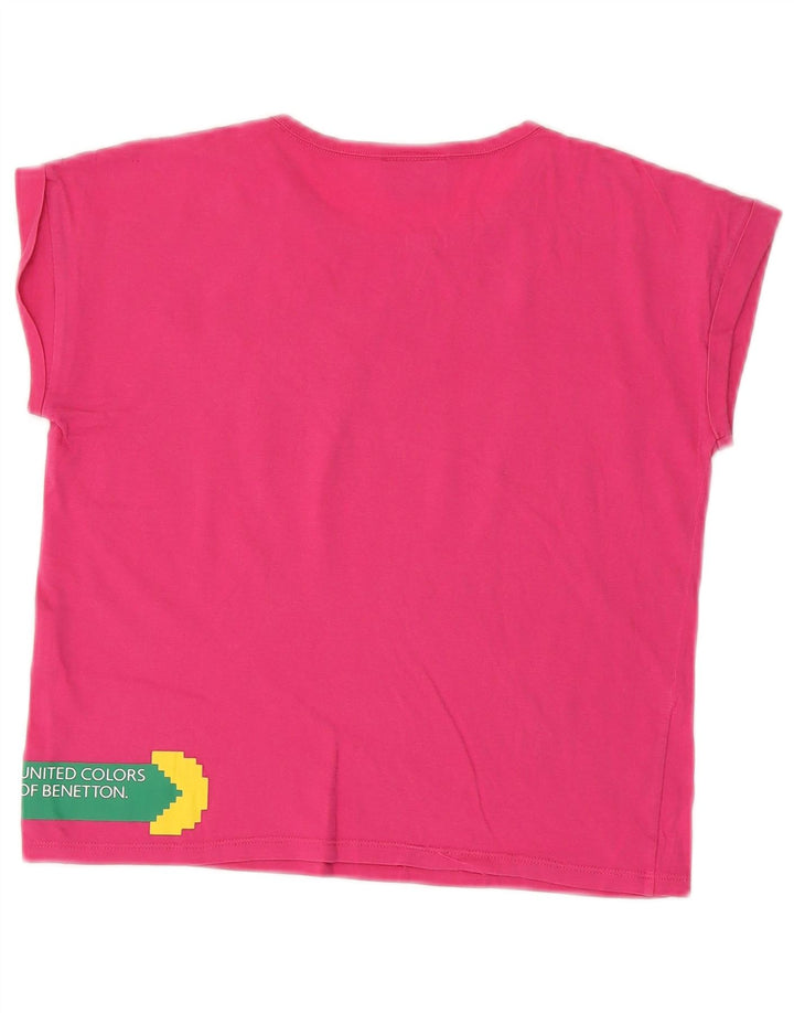 BENETTON Mädchen Pac-Man Crop Graphic T-Shirt Top 8–9 Jahre Large Pink