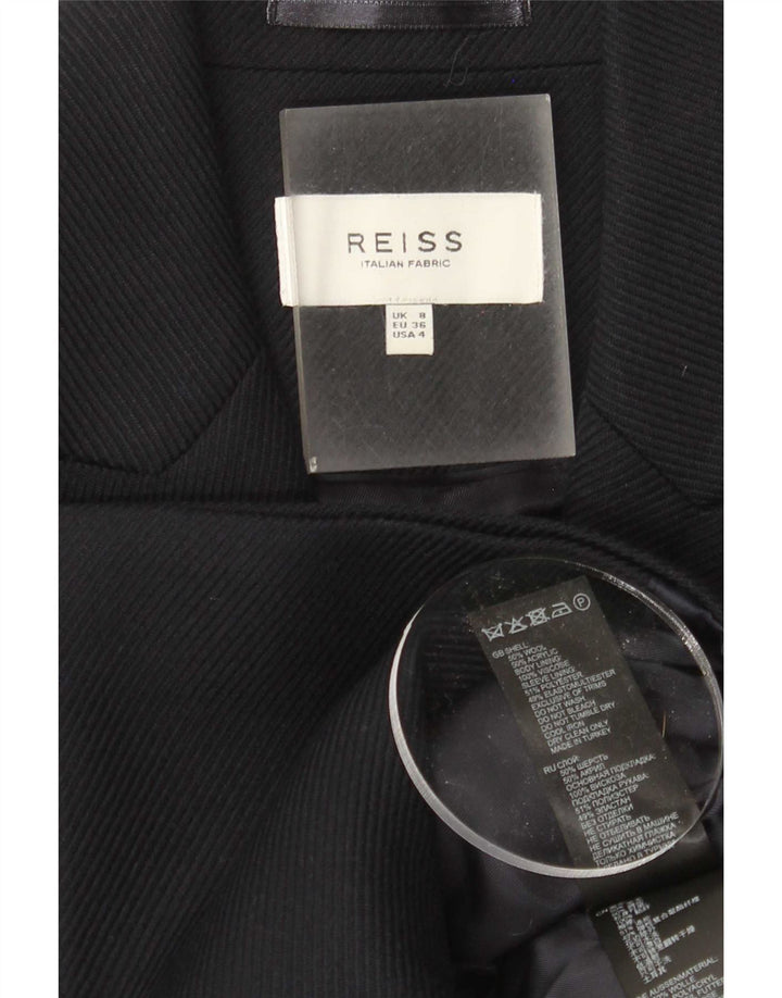 Reiss Damen-Zweireiher-Blazerjacke, Größe S, Marineblau, Wolle