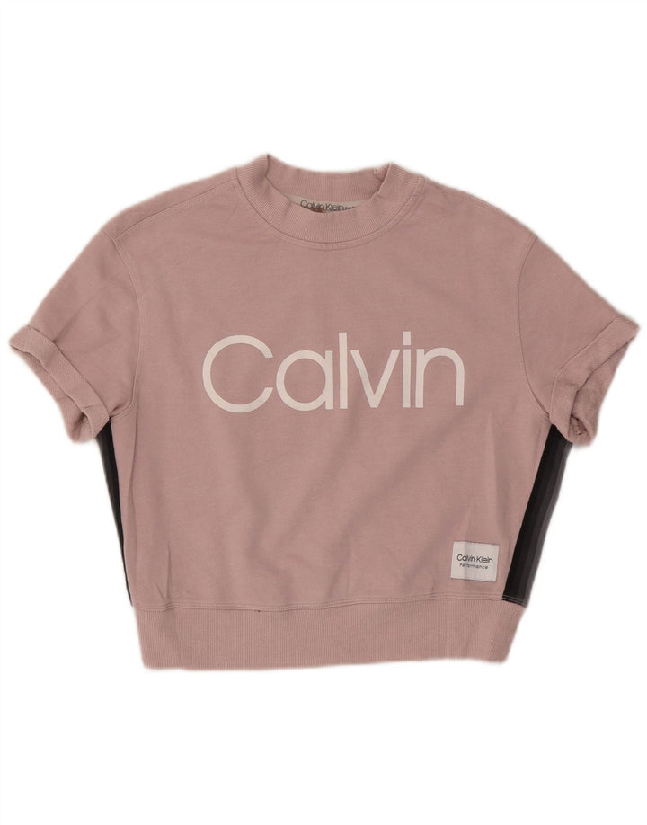 CALVIN KLEIN Damen-Trainingsanzug in Übergröße mit Grafik, UK 10, Größe S, Rosa
