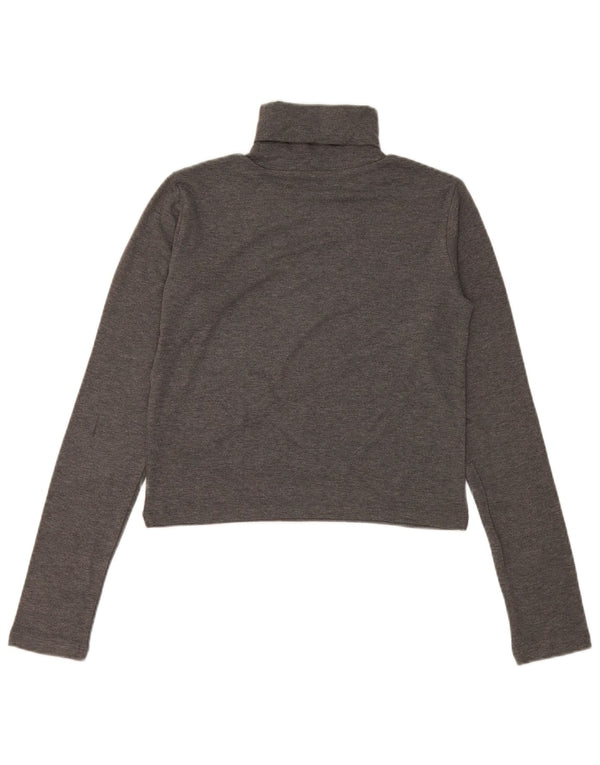 Zara Damen Crop Top Langarm UK 12 Mittelgrau