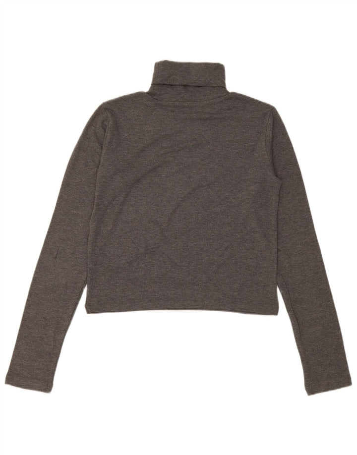 Zara Damen Crop Top Langarm UK 12 Mittelgrau