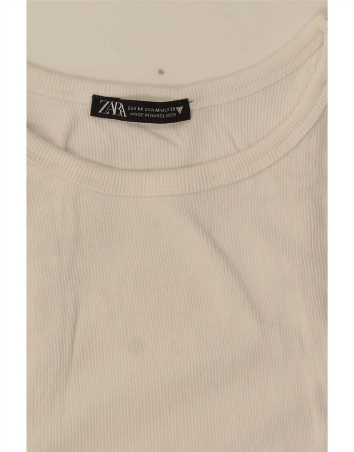 Zara Damen Crop Vest Top UK 12 Medium Weiß