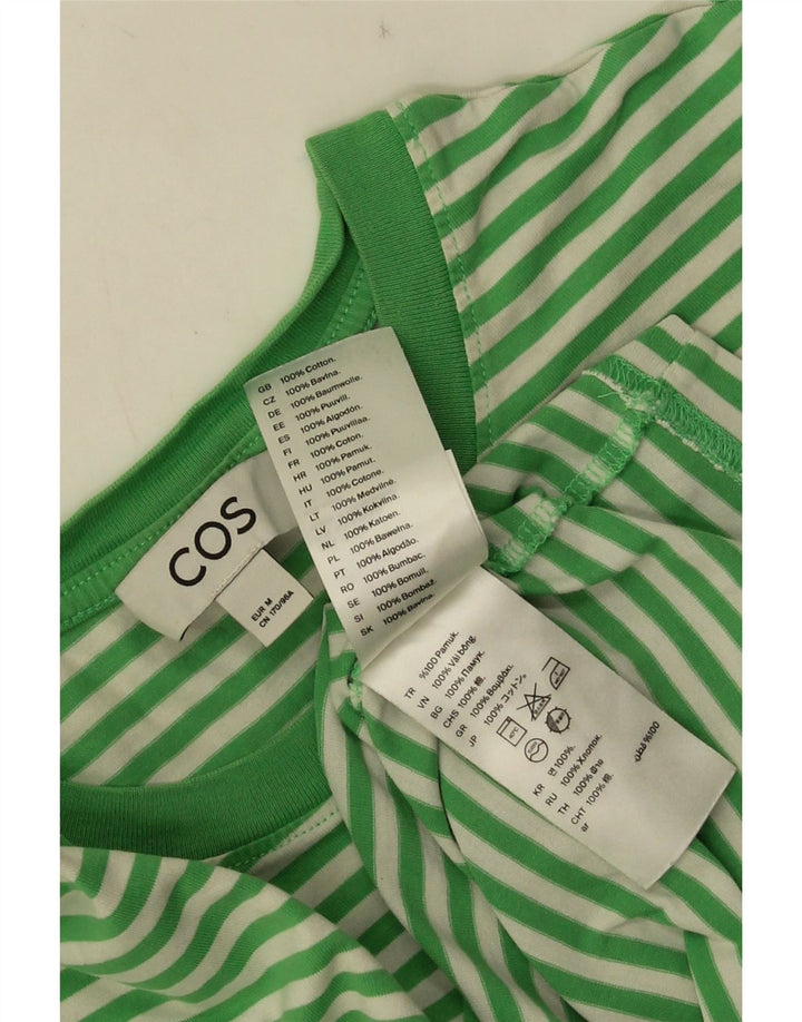 Cos Herren-T-Shirt-Oberteil aus mittelgrüner, gestreifter Baumwolle