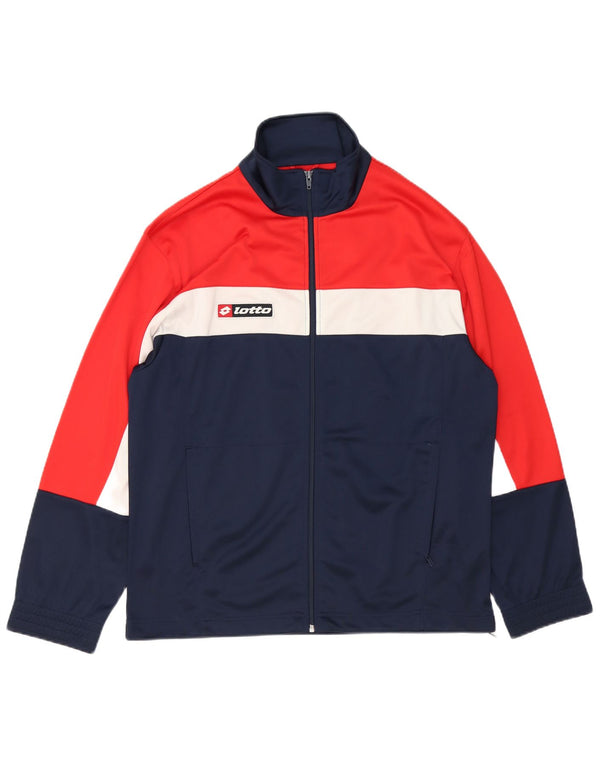 LOTTO Herren-Trainingsanzug-Oberteil, Jacke, groß, marineblau, Farbblock-Polyester