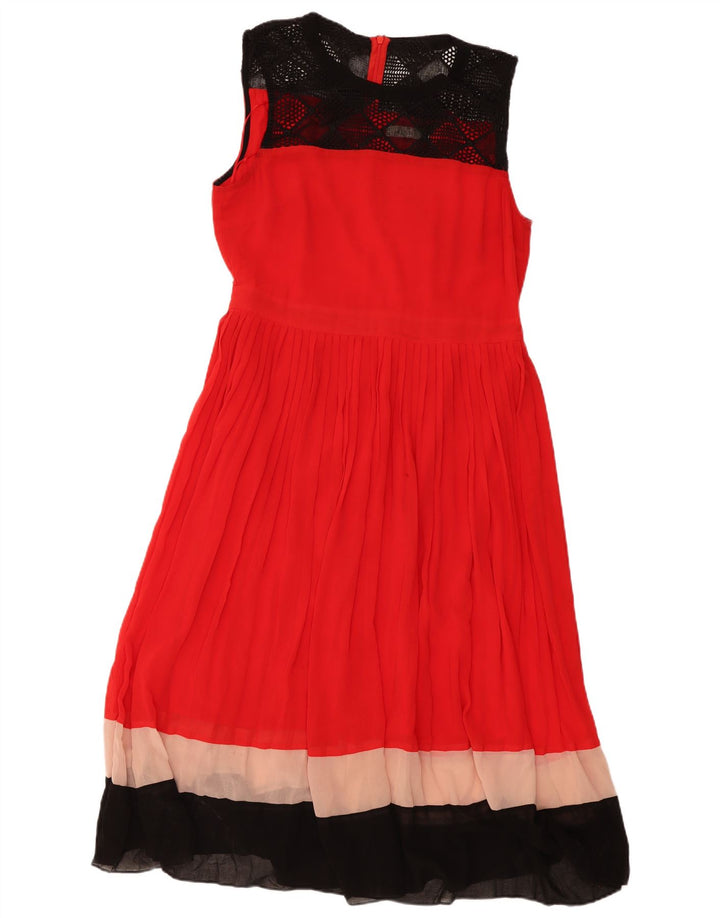 Ärmelloses A-Linien-Kleid für Damen von Oasis, UK 14, Größe L, Rot, Farbblock-Polyester