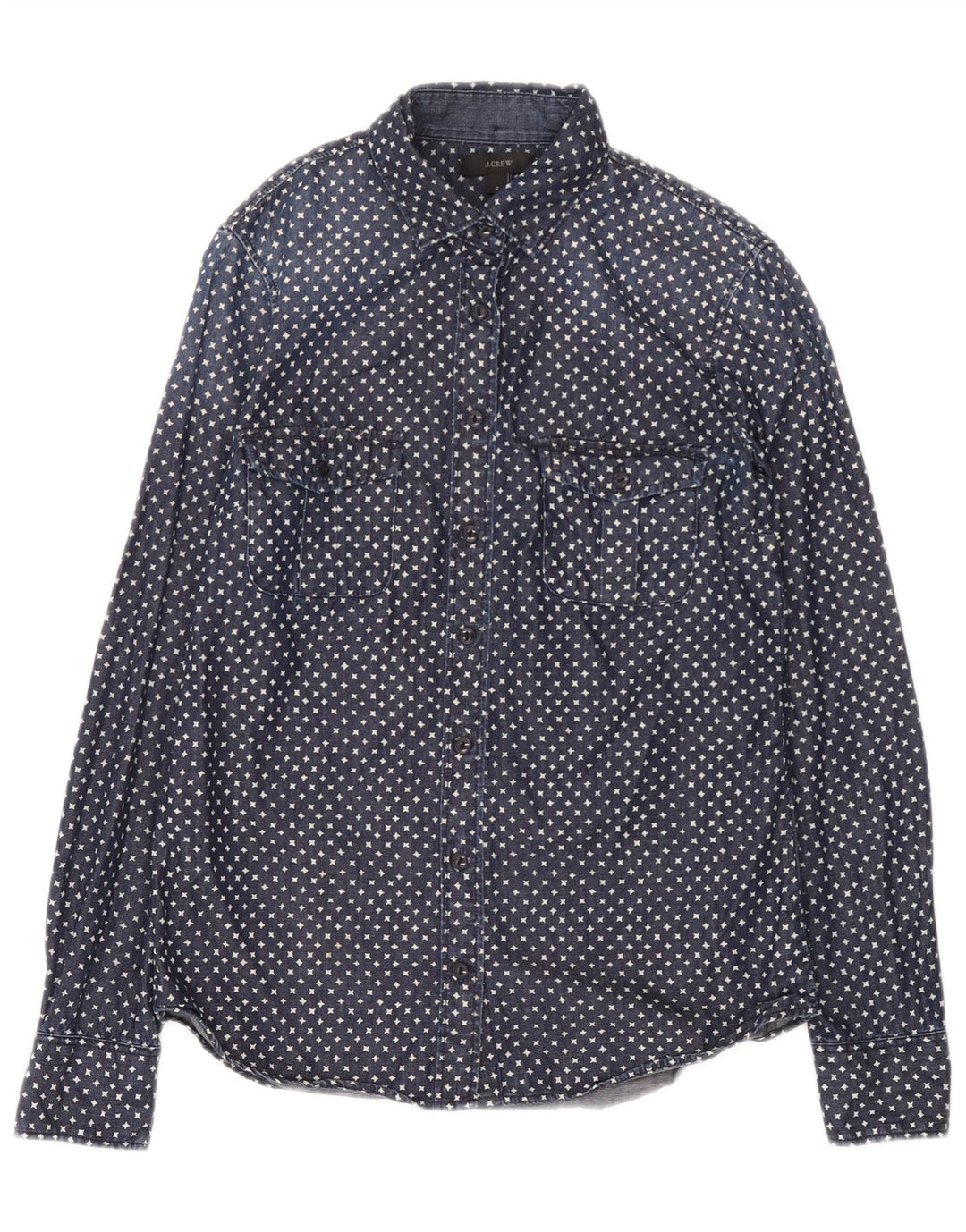 J. Crew Damen-Jeanshemd mit abstraktem Muster in Übergröße, US 2 XS, Marineblau