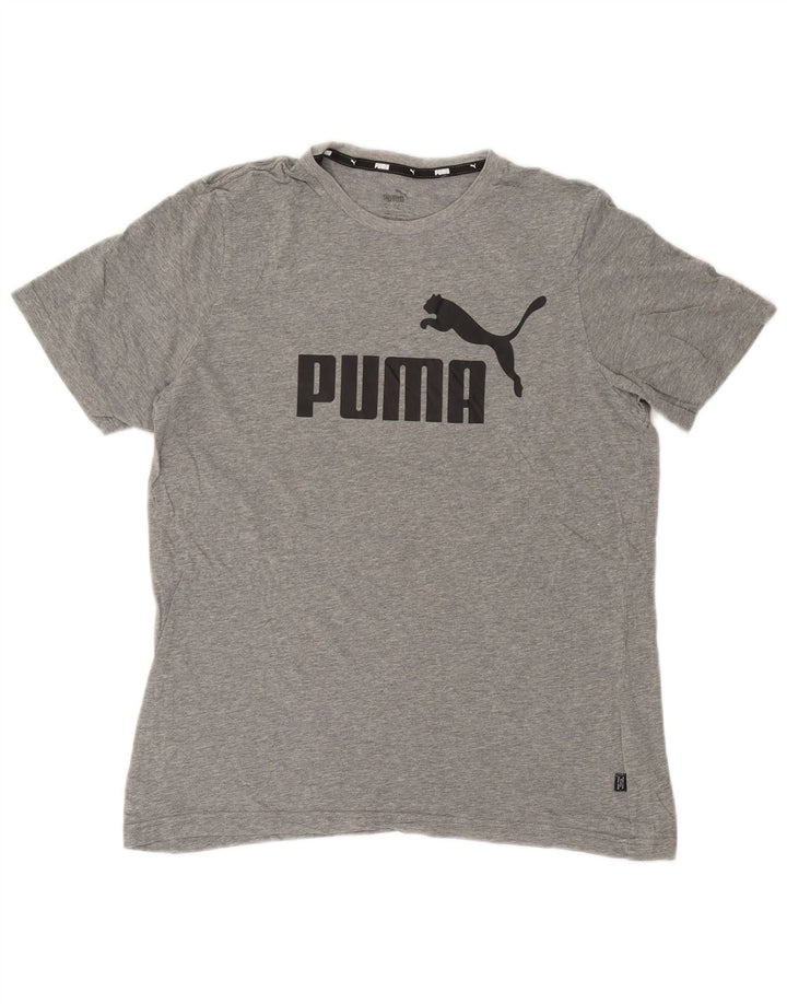 Puma Herren Grafik-T-Shirt-Oberteil aus mittelgrauer Baumwolle