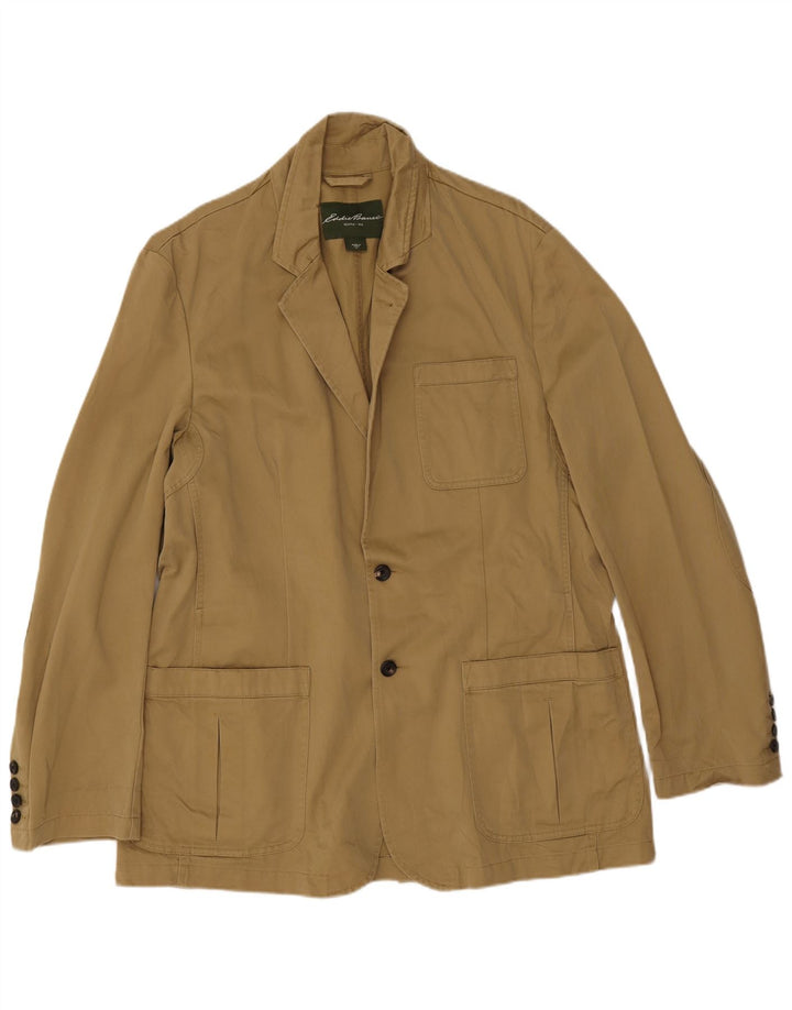 Eddie Bauer Herren 2-Knopf-Blazerjacke UK 42 XL Khaki Baumwolle