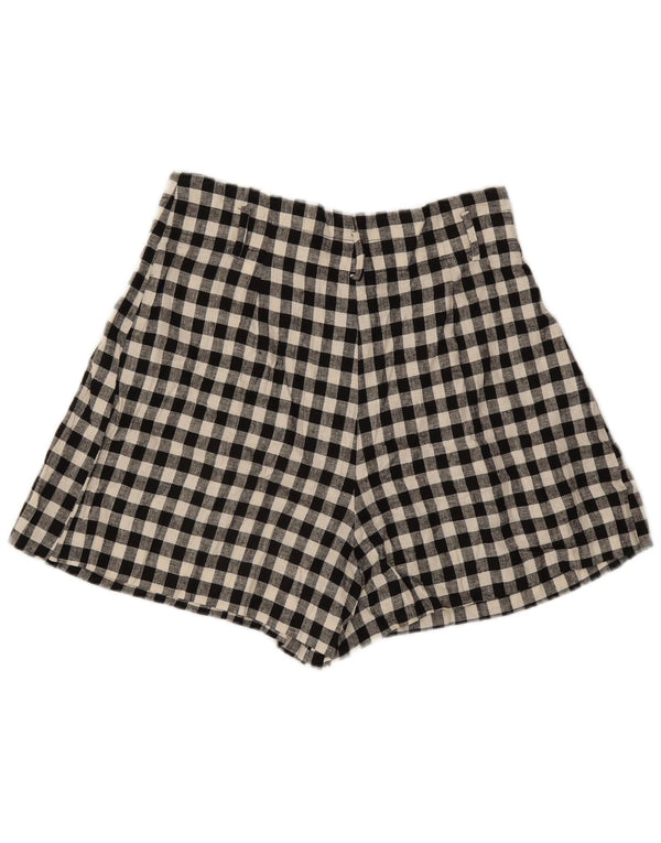 Zara Damen-Shorts mit weitem Bein und hoher Taille, lässig, Größe W30, Schwarz, Gingham