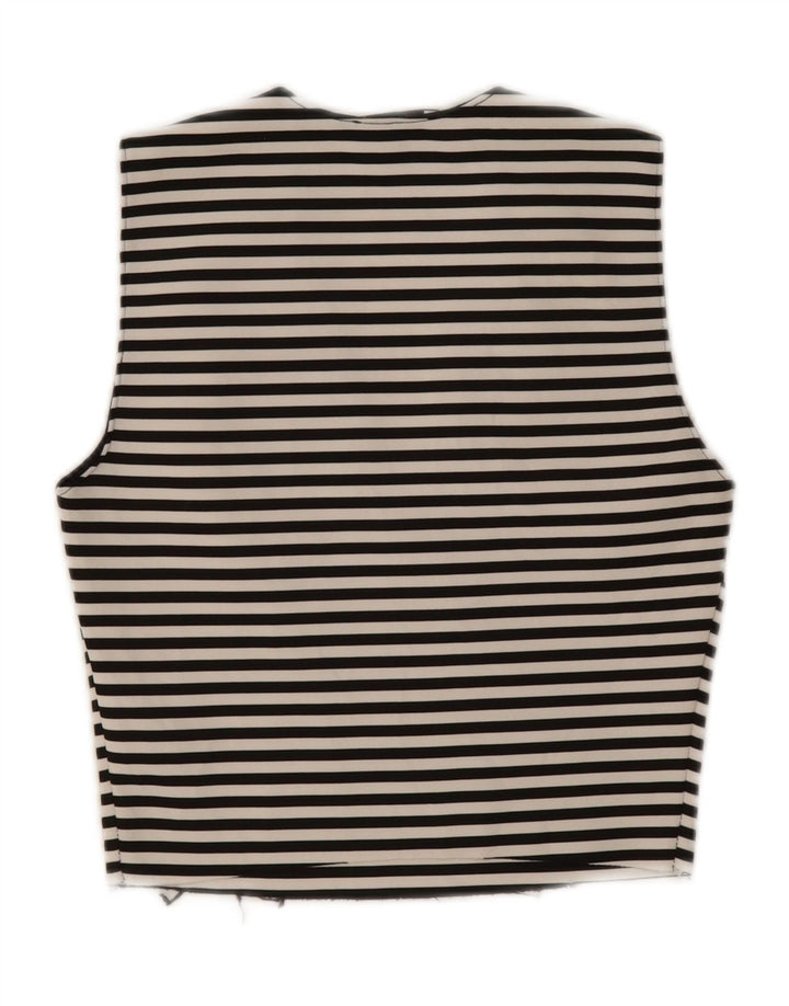 ZARA Womens Crop Sleeveless Blouse Top UK 8 Small Black Striped Polyester Vintage Zara and Second-Hand Zara from Messina Hembry 