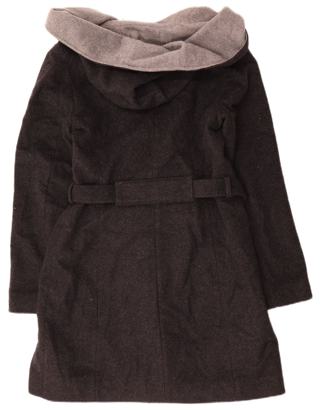 Dkny Womens Hooded Open Overcoat US 8 Mittelgraue Wolle