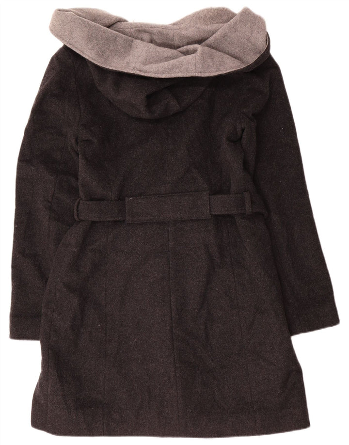 Dkny Womens Hooded Open Overcoat US 8 Mittelgraue Wolle