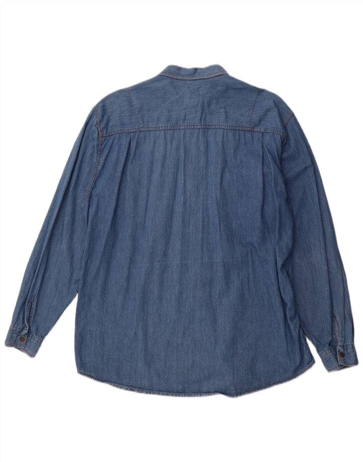 MASH Mens Denim Shirt Large Blue Floral