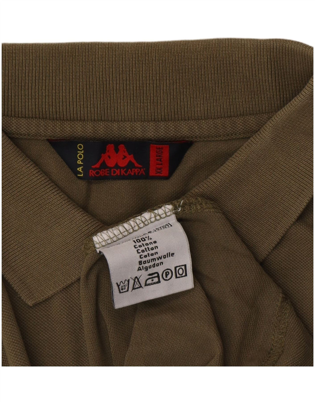 Kappa Herren Langarm-Poloshirt 2XL Khaki Baumwolle
