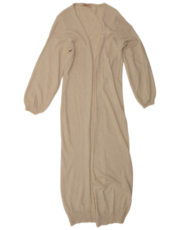 KONTATTO Langer Damen-Cardigan-Pullover UK 14 Mittelbeige Polyamid