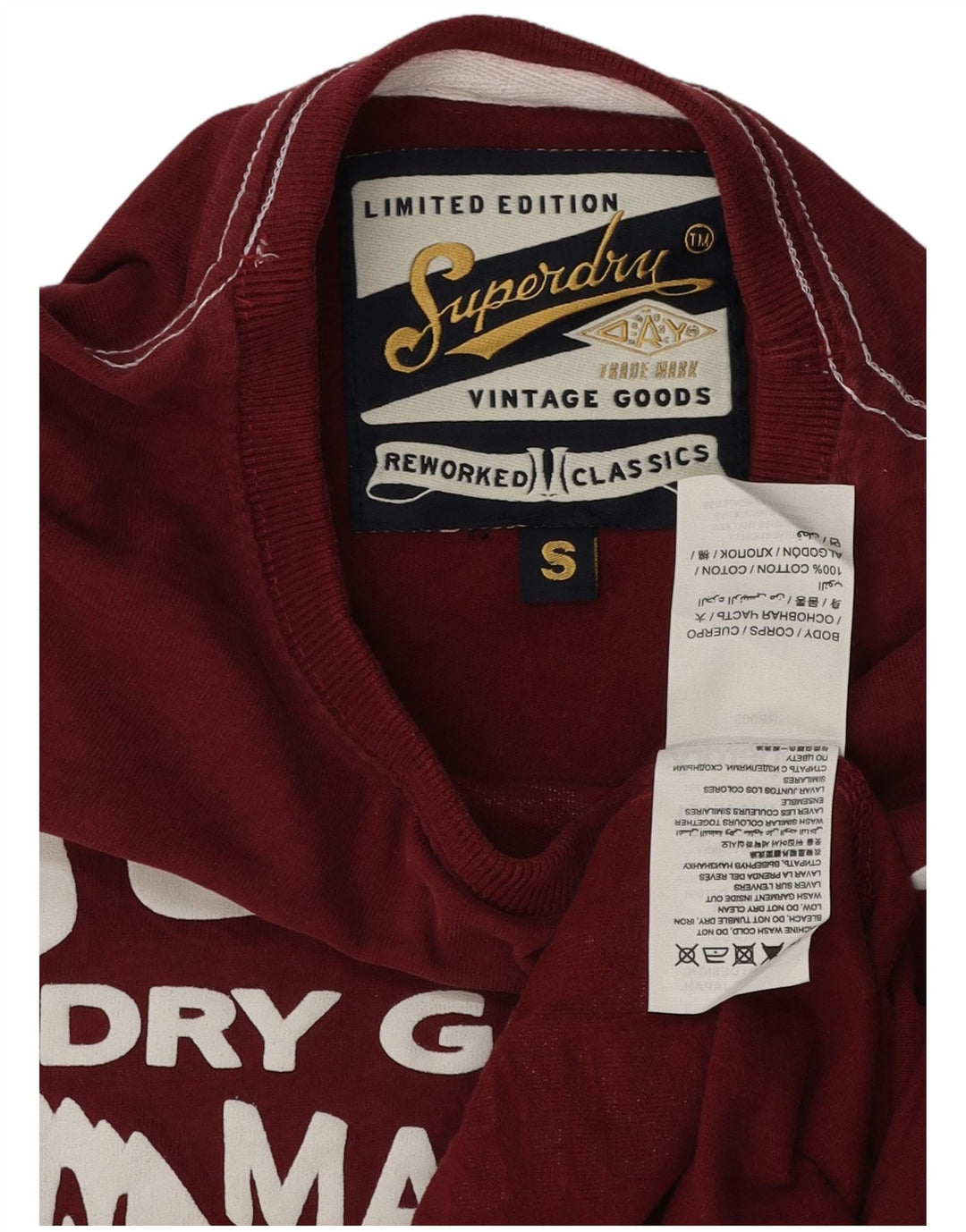 SUPERDRY Herren-T-Shirt mit klassischer Passform, Grafik, Größe S, Burgunderrot, Baumwolle