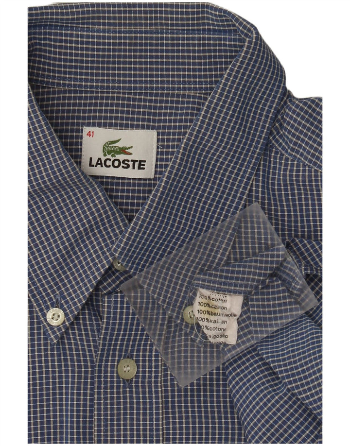 Lacoste Herrenhemd, Größe 41, große blaue Gingham-Baumwolle