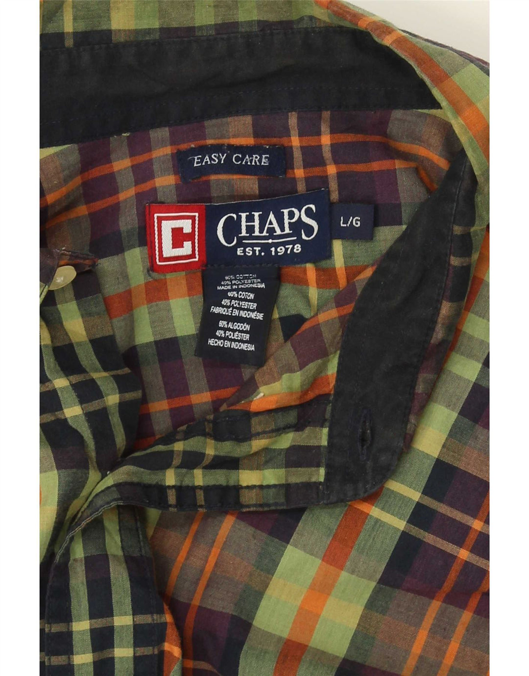 Chaps Herren-Hemd, pflegeleicht, groß, grün kariert, Baumwolle