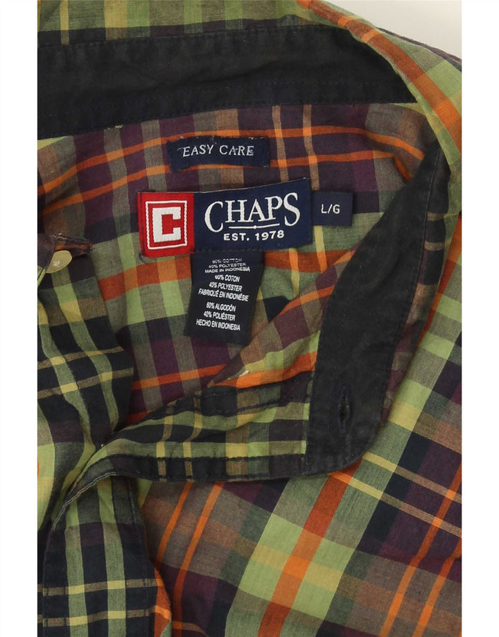 Chaps Herren-Hemd, pflegeleicht, groß, grün kariert, Baumwolle