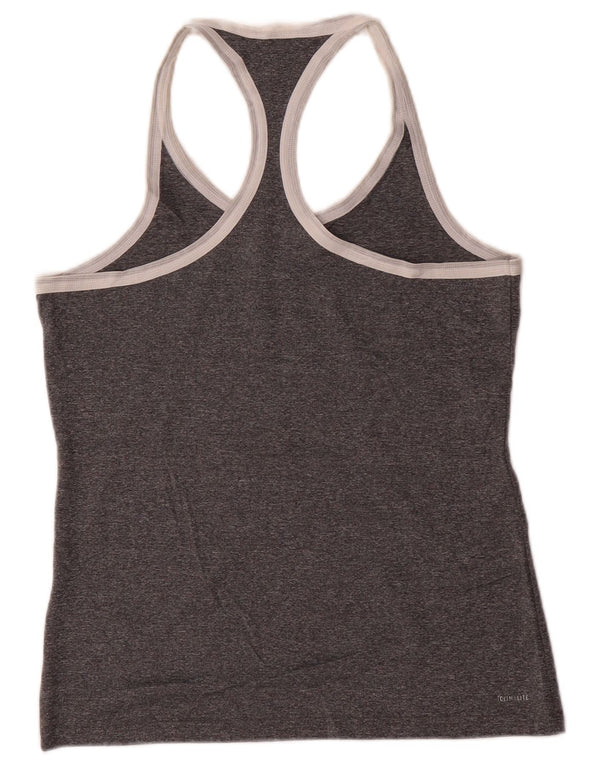 Adidas Damen Climalite Graphic Vest Top UK 8/10 Small Grau meliert