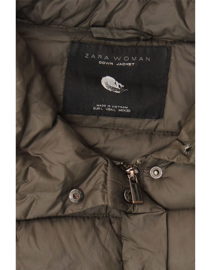 Zara Damen Wattierte Jacke UK 16 Large Khaki