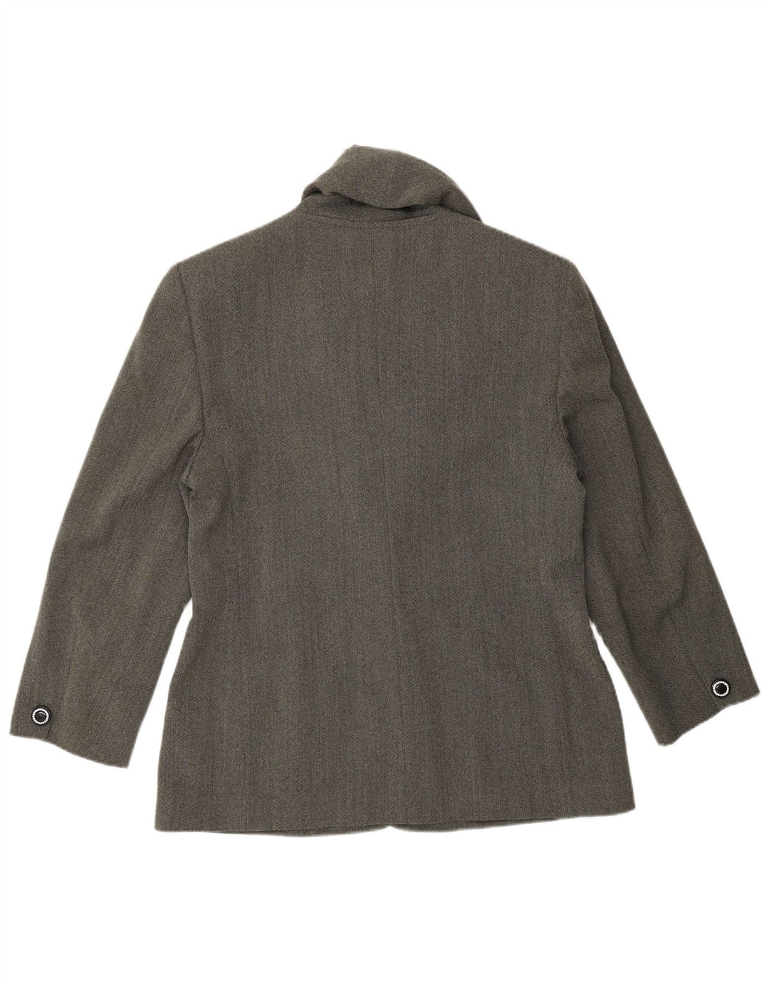 Genny Damen-Blazerjacke mit 3 Knöpfen, UK 14, mittelgraue Wolle mit Fischgrätenmuster