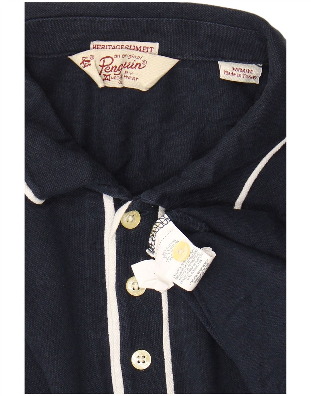 PENGUIN Herren Heritage Langarm-Slim-Fit-Poloshirt in mittlerem Marineblau