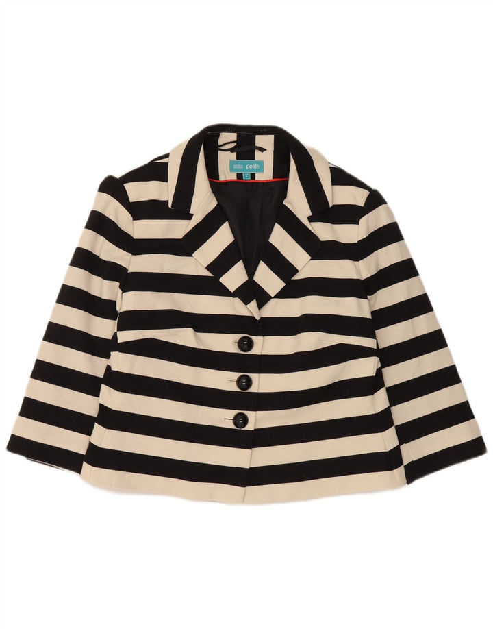 Marks & Spencer Damen Crop Blazer Jacke UK 14 Medium Schwarz gestreift