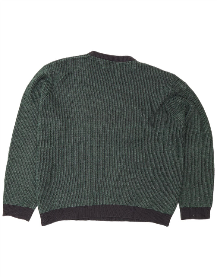 Marks & Spencer Herren-Pullover mit Rundhalsausschnitt, 2XL, grünes Acryl