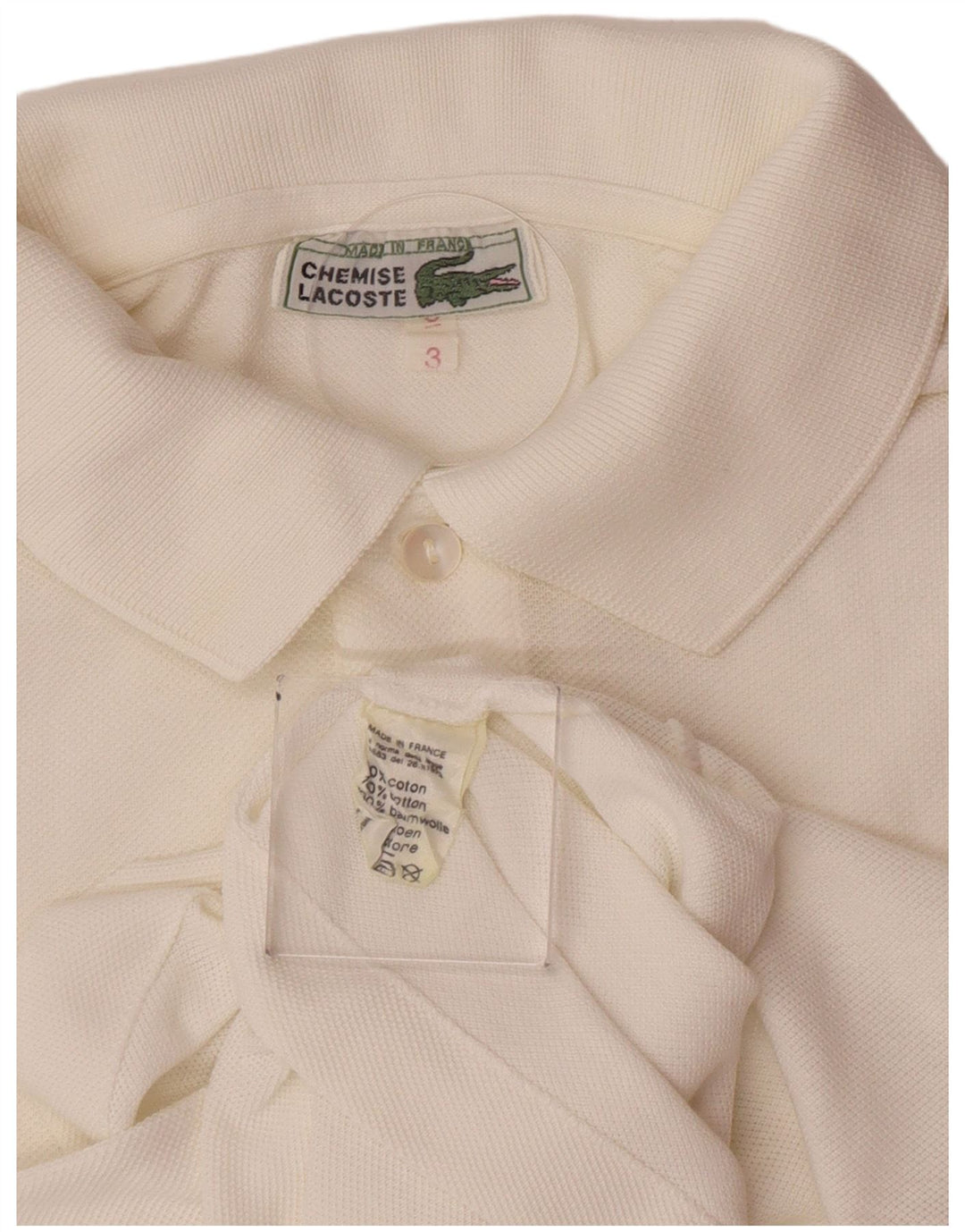 Lacoste Herren-Poloshirt, Größe 3, klein, weiße Baumwolle