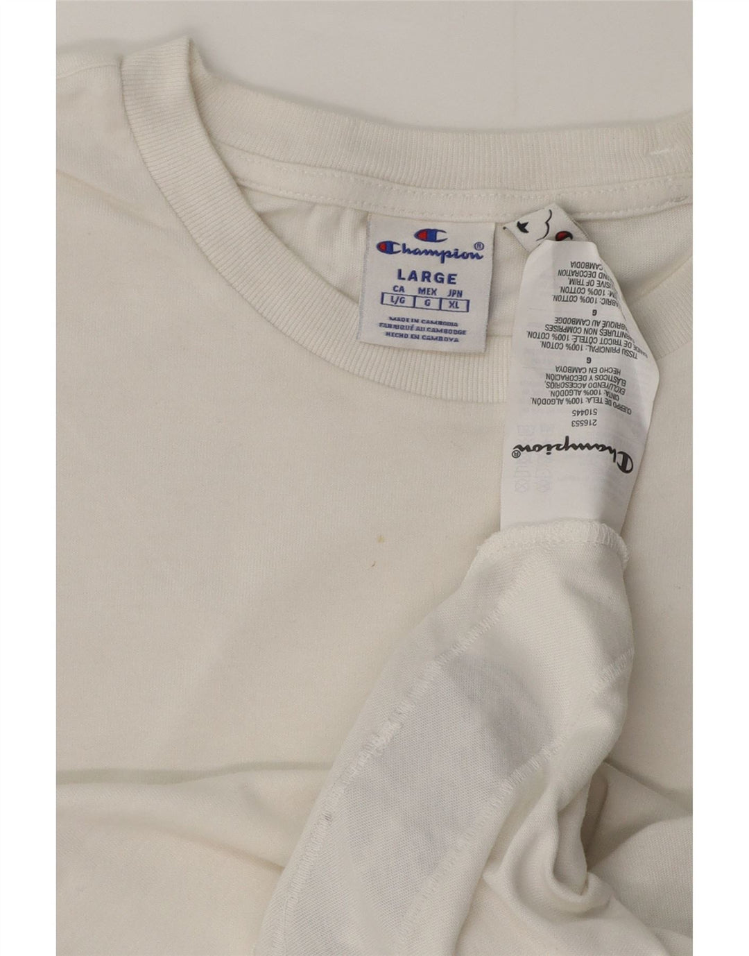 Champion Herren T-Shirt Top Large Weiß Baumwolle