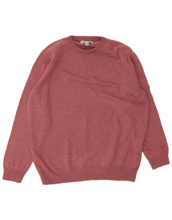 Marks & Spencer Herren-Pullover mit Rundhalsausschnitt, XL, bordeauxrote Lammwolle