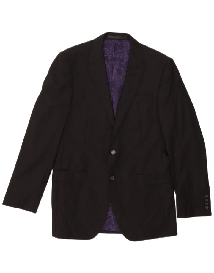 Marks & Spencer Herren-Blazer, lang, mit 2 Knöpfen, UK 40, mittelschwarz, Wolle