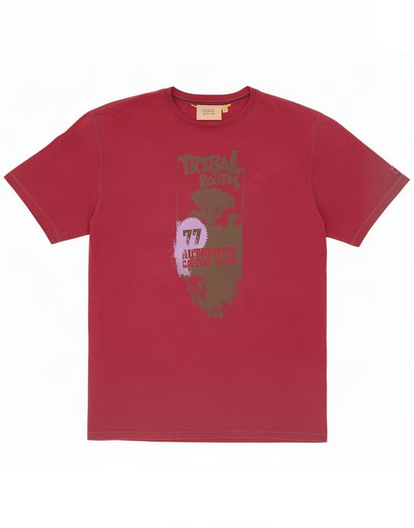 Camel Active Herren-T-Shirt mit Grafik, groß, Burgunderrot, Baumwolle